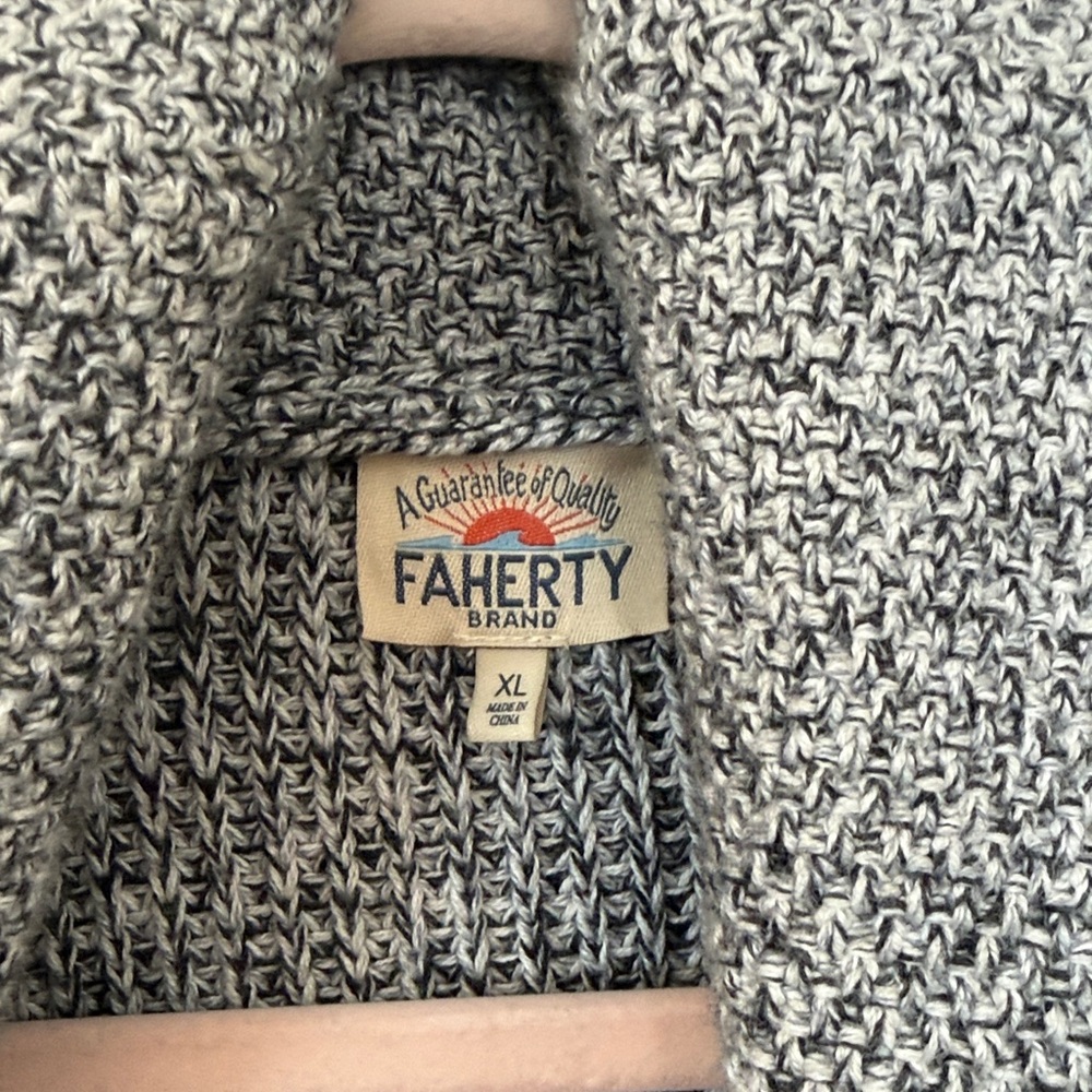 Faherty Charcoal Shawl Collar Cardigan - Picture 2 of 6